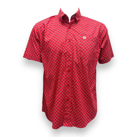 Cinch Medallion Short Sleeve Shirt - Red (#20)