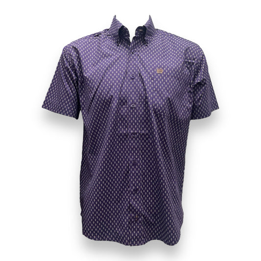 Cinch Geometric Short Sleeve Shirt - Purple/Brown (#17)