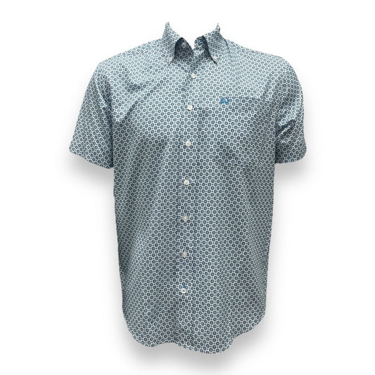 Cinch Geometric ArenaFlex Short Sleeve Shirt - White/Blue (#18)