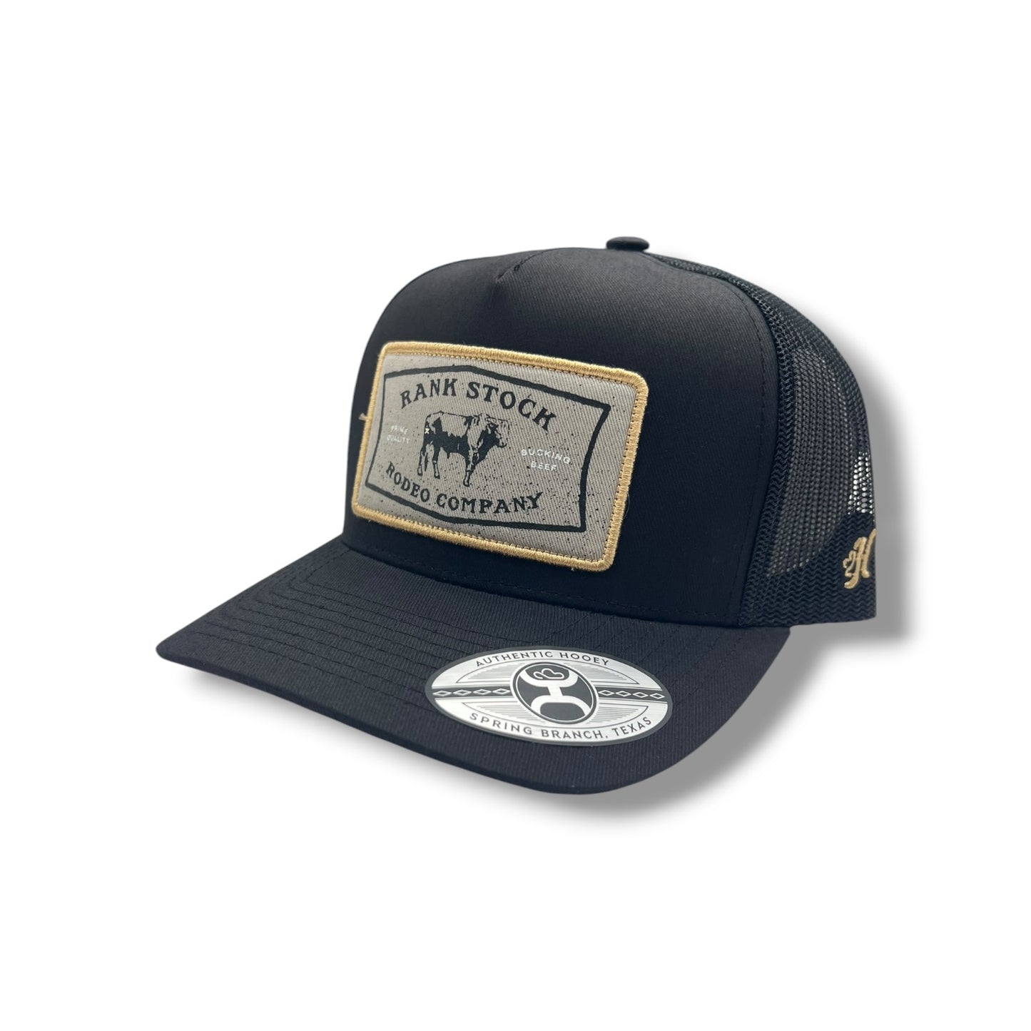 Hooey Rank Stock Patch Hat - Black w/Gold Outline