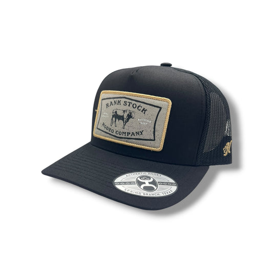 Hooey Rank Stock Patch Hat - Black w/Gold Outline