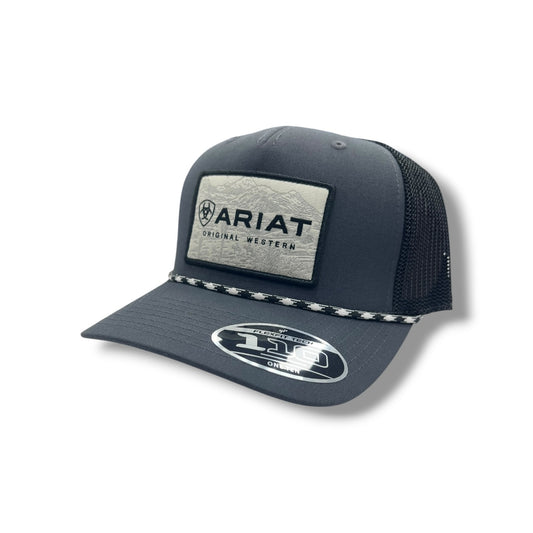 Ariat Original Western Center Logo Patch Rope Hat - Grey/Black