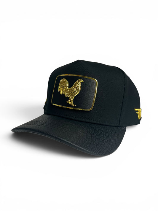 Ferreti Hats - Black/Black Gold Gallo Plate