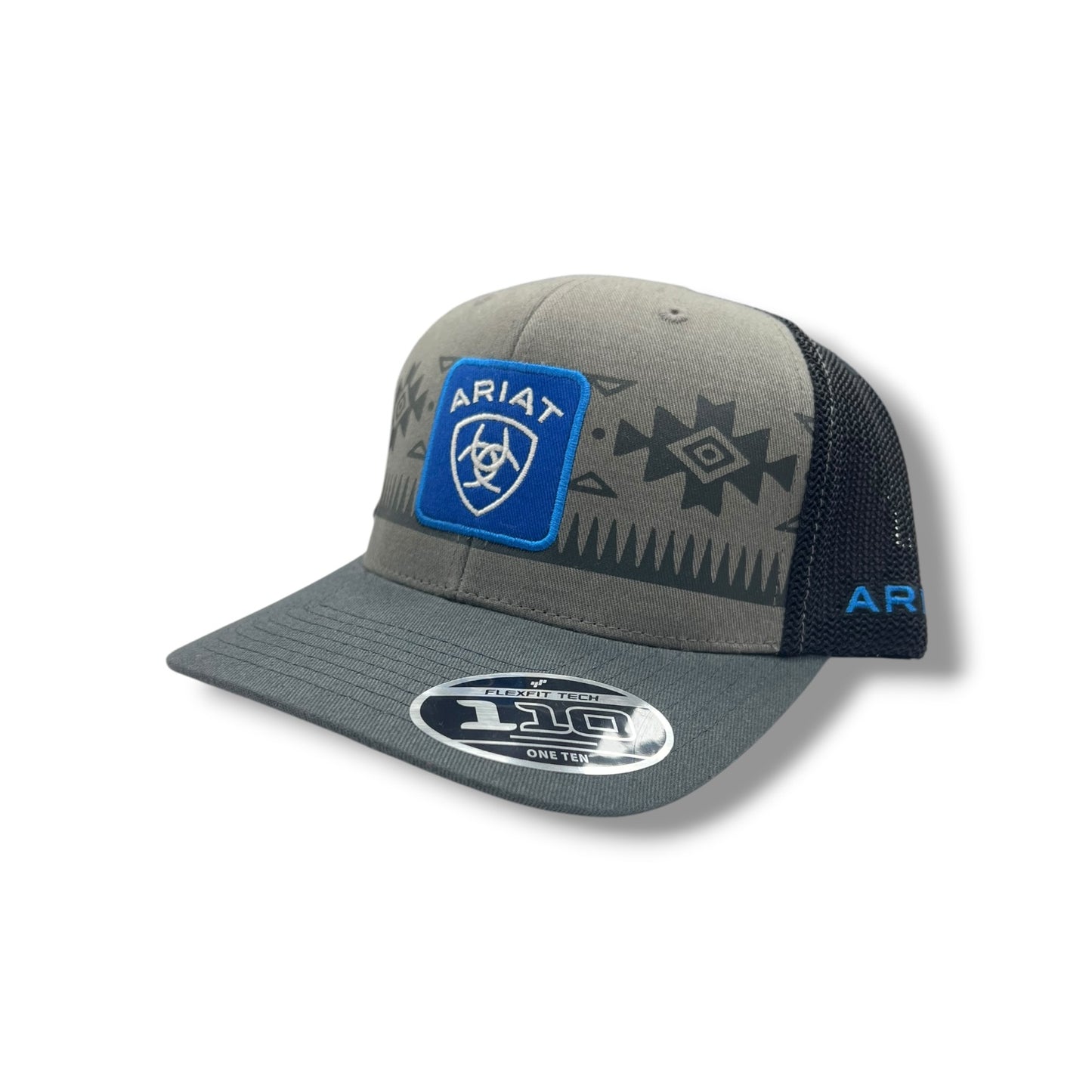 Ariat Royal Blue Shield Logo Patch Hat - Grey Aztec/Black