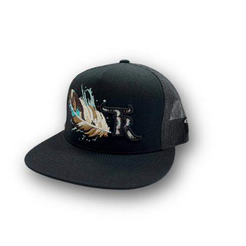 Texas Ranch Hat - White/Brown Feather Black Cap – Amigos Pro Shop La Plaza