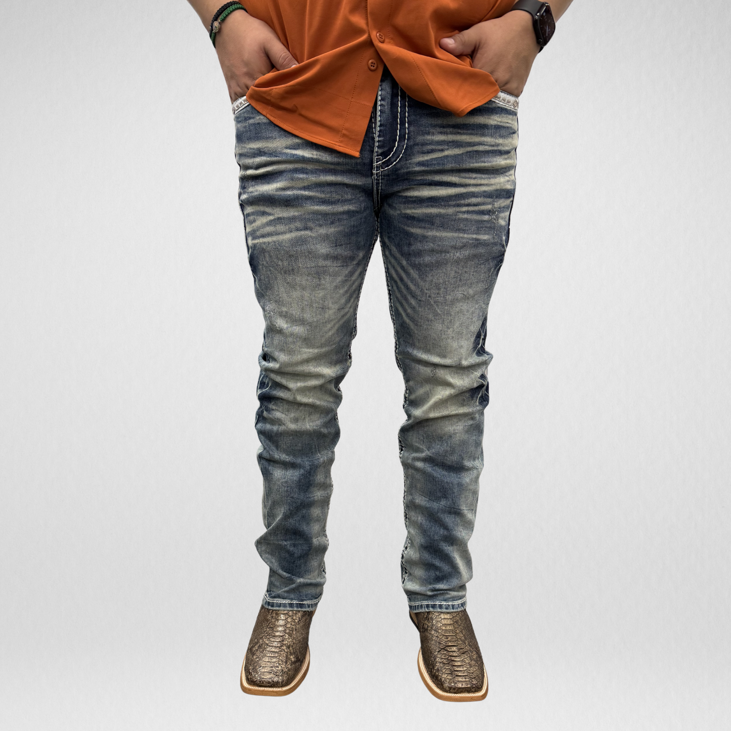 Men's De Niko Slim Straight Boot Denim (DN-054)