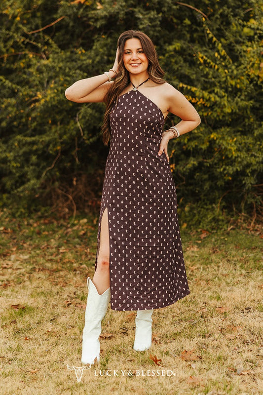 Women's L&B Halter Sleeveless Dress - Merlot