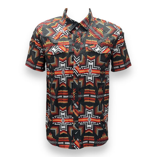 Men's Snap Button-Up Short Sleeve Shirt - Aztec Print