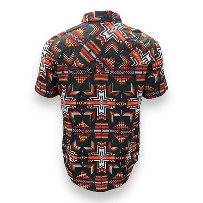 Men's Snap Button-Up Short Sleeve Shirt - Aztec Print