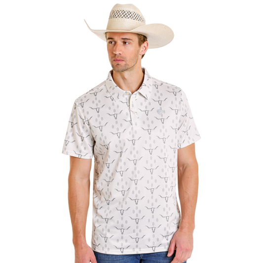 Rock&Roll Denim LONGHORN Printed MESH Polo - NATURAL