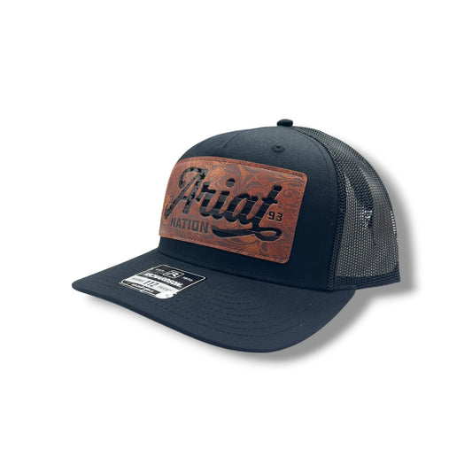 Ariat Nation Leather Patch Hat - Black