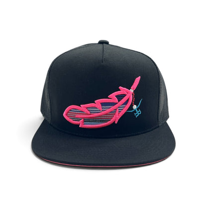 The Rancher Hat - Black Hot Pink Feathered Outlaw