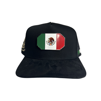 Ferreti Hats - Black Mexico Flag Plate