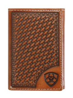 Men's Tri-Fold Wallet - Basketweave