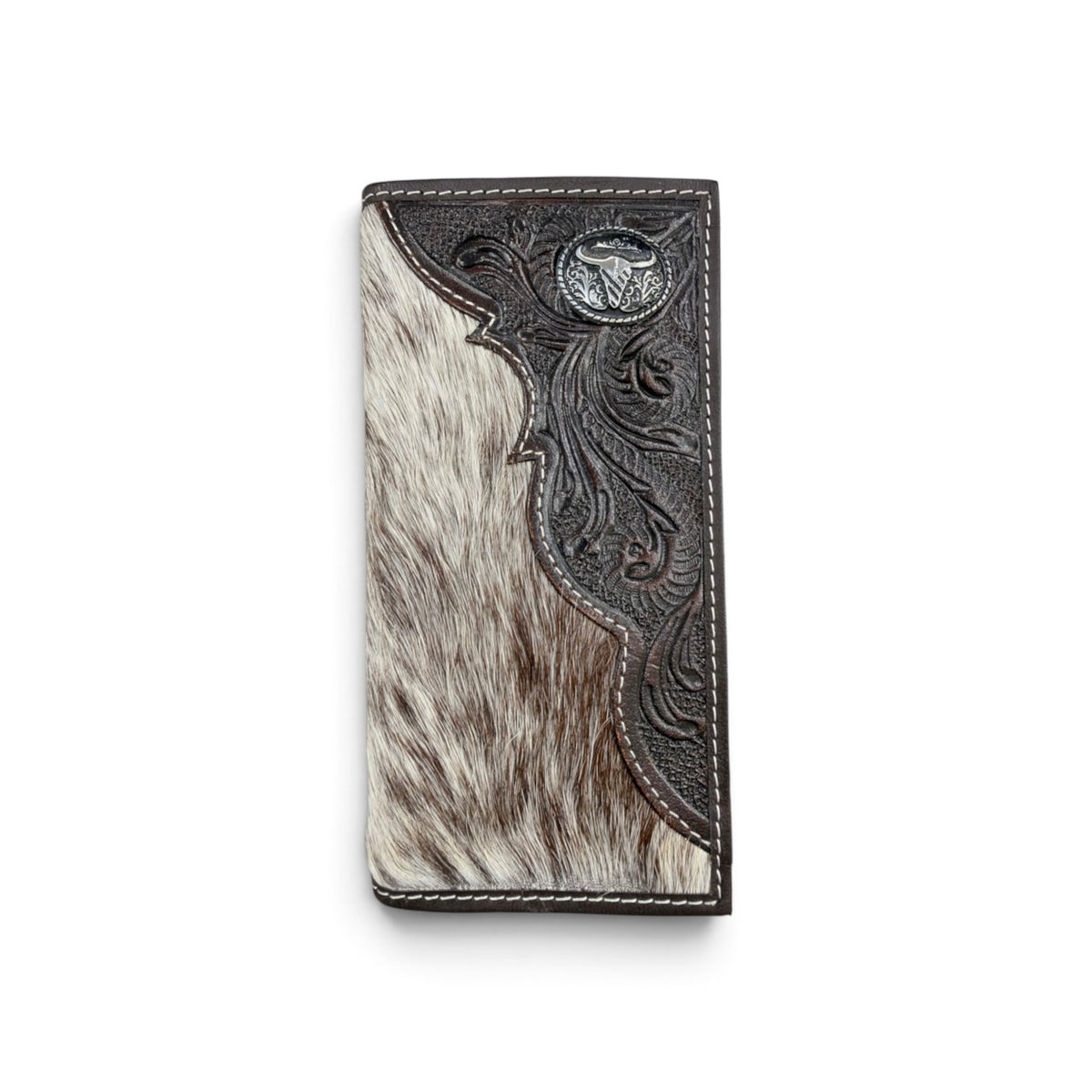 American Bison Rodeo Wallet - Cowhide Floral Embossed