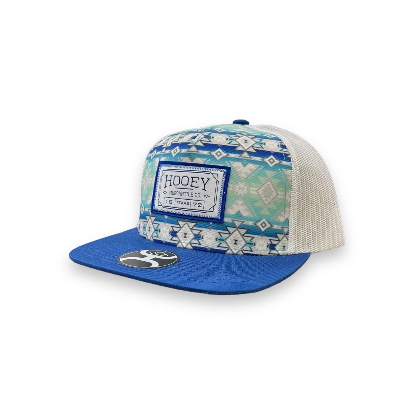 Hooey Doc Hat - Blue Aztec Print/White