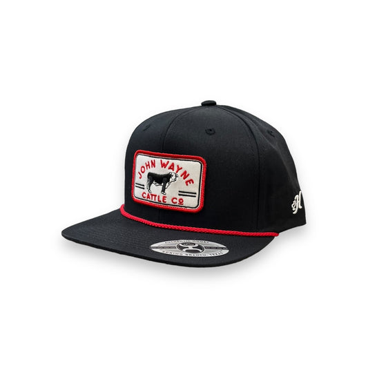 Hooey John Wayne Patch Hat - Black W/Red Rope