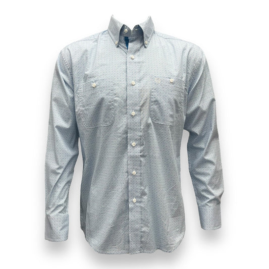 Wrangler George Strait Long Sleeve Shirt - Fog Blue Dot (I)