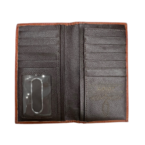 Ariat Rodeo Checkbook Wallet Men's Ariat Rodeo Wallet/Checkbook Cover - Brown Laser Etched Shield ...