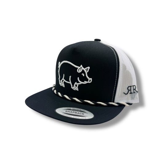 Red Rope Threads - The Bacon Rope Hat - Black/White