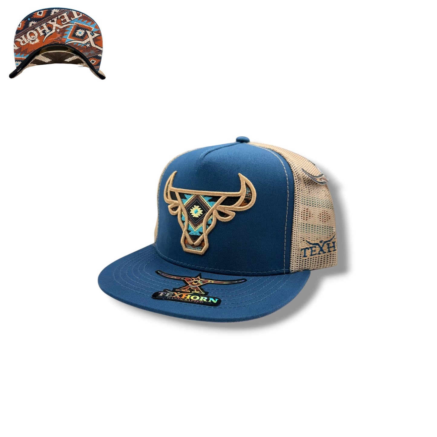 Youth TexHorn Hat - Southwest Bull Teal/Tan
