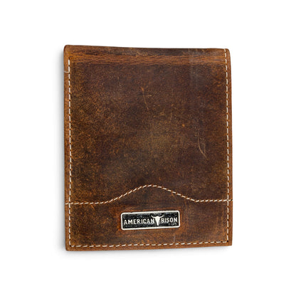 American Bison Bifold Wallet - Brown Full Leather