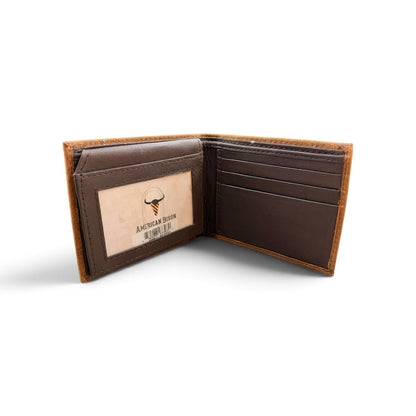 American Bison Bifold Wallet - Brown Full Leather
