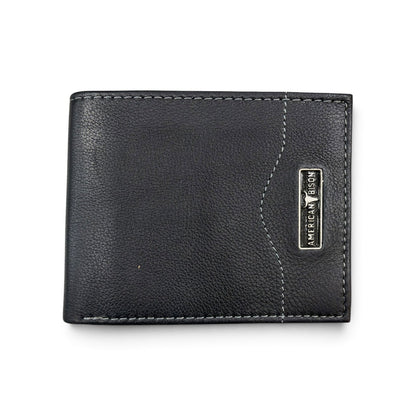 American Bison Bifold Wallet - Black Full Leather
