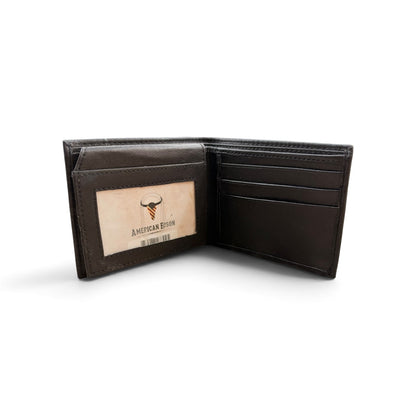 American Bison Bifold Wallet - Black Full Leather