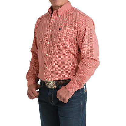 Men's Cinch Red Geo Print Button Down Shirt - 6041