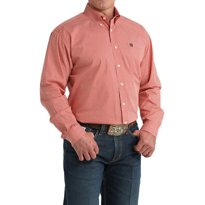Men's Cinch Red Geo Print Button Down Shirt - 6041