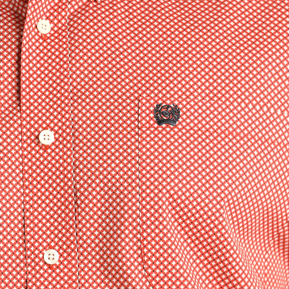 Men's Cinch Red Geo Print Button Down Shirt - 6041