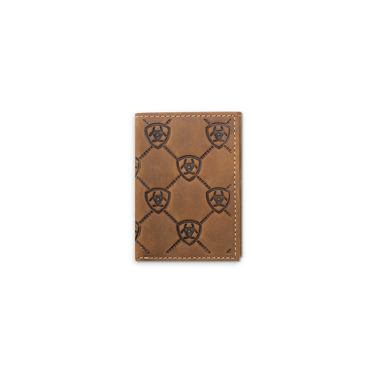 Men's Tri Fold Wallet - Ariat Shield Embossed Brown
