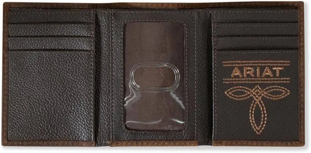 Men's Ariat Trifold Wallet -  Bull Hide Embroidered