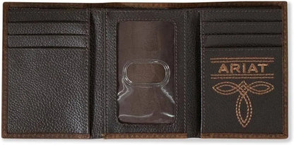 Men's Ariat Trifold Wallet -  Bull Hide Embroidered