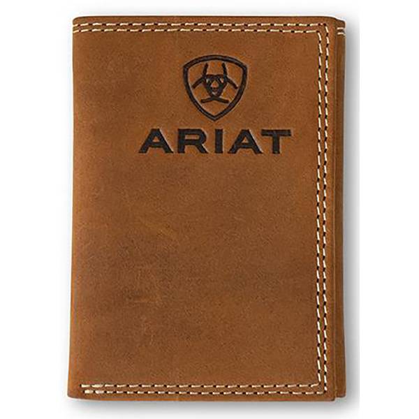 Men's Ariat Trifold Wallet - Tan Embossed Logo
