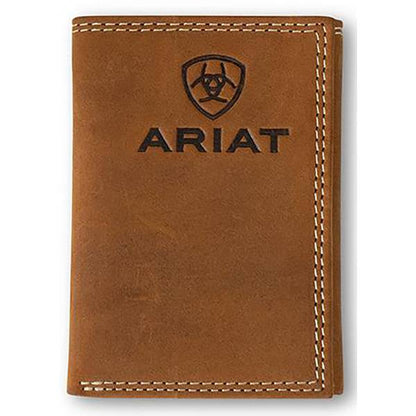 Men's Ariat Trifold Wallet - Tan Embossed Logo