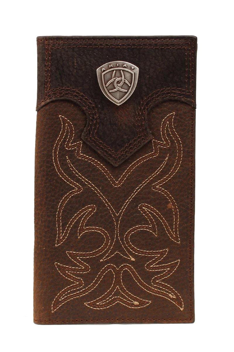 Men's Rodeo Wallet/Checkbook Cover - Boot Stitch & Shield Leather