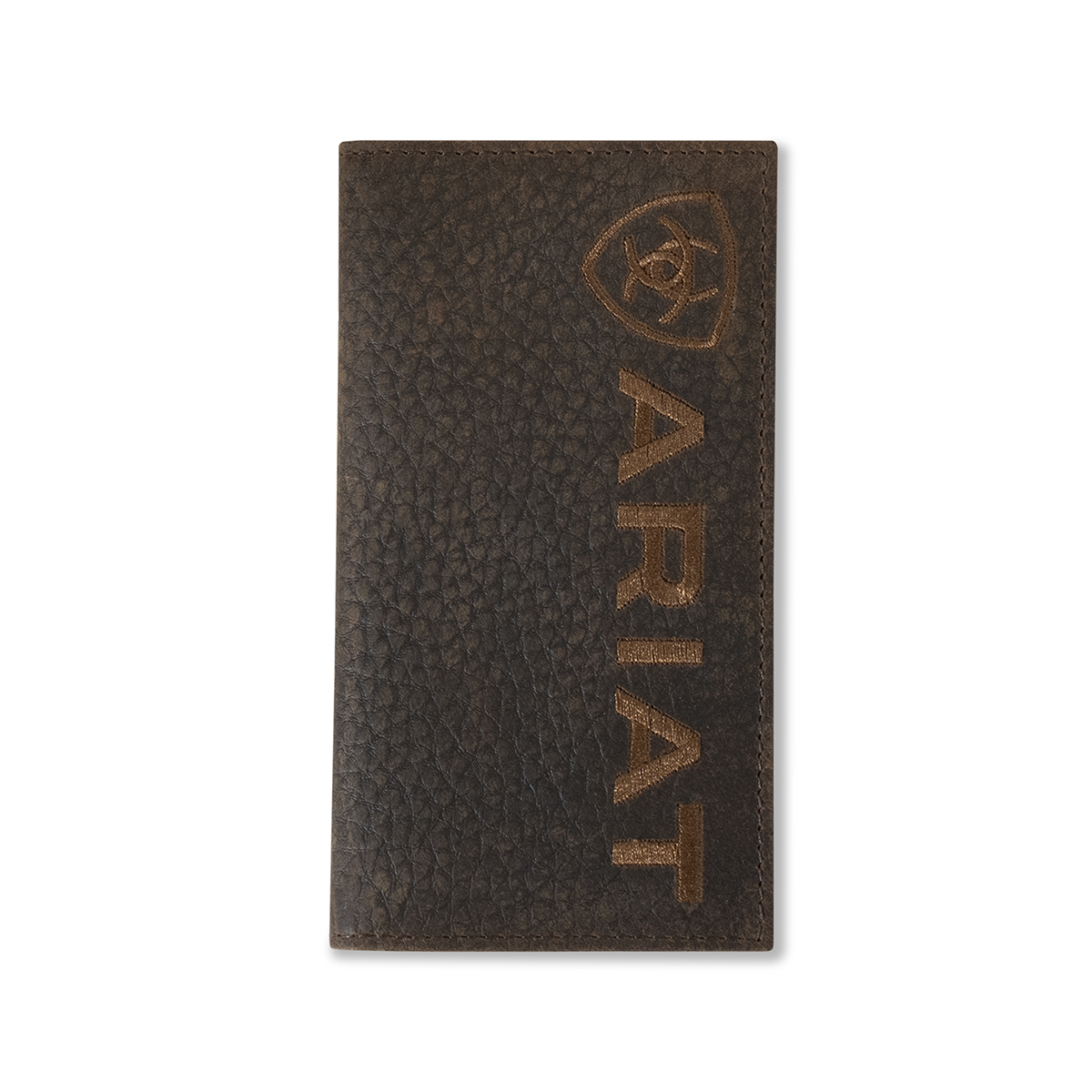 Men's Ariat Rodeo Wallet/Checkbook Cover - Rodeo Bull Hide Brown