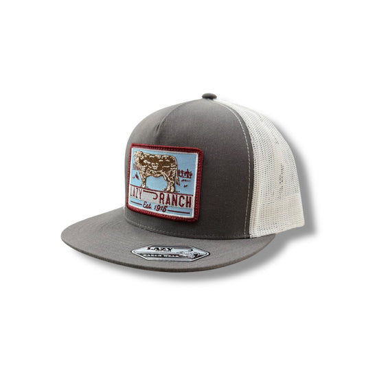 Lazy J Hat - Grey/White Bull Trap Patch