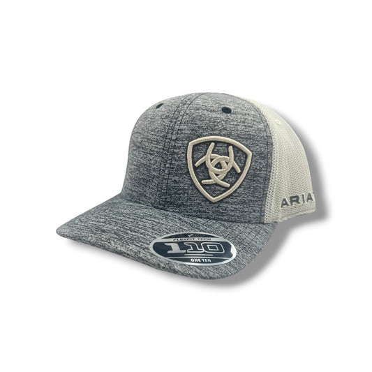 Ariat Offset Shield Logo Hat - Heather Grey/Cream