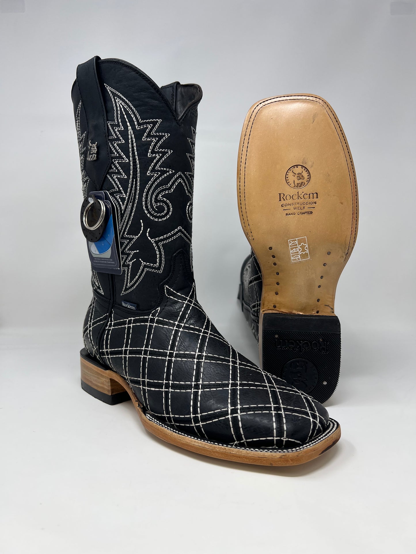 Rock'em Boots - Leather Stitchwork Black