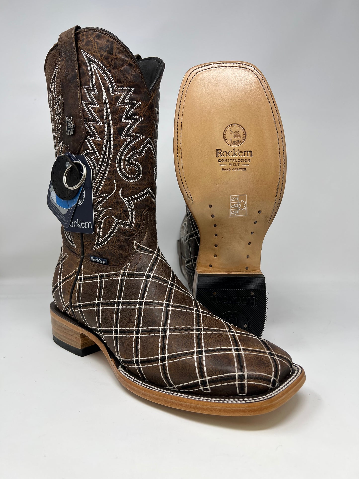 Rock'em Boots - Leather Stitchwork Brown