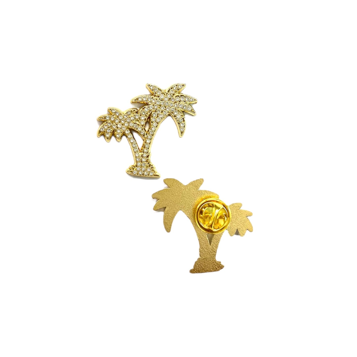 Iced Out Palm Tree Hat Pin - Gold