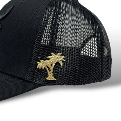 Iced Out Palm Tree Hat Pin - Gold