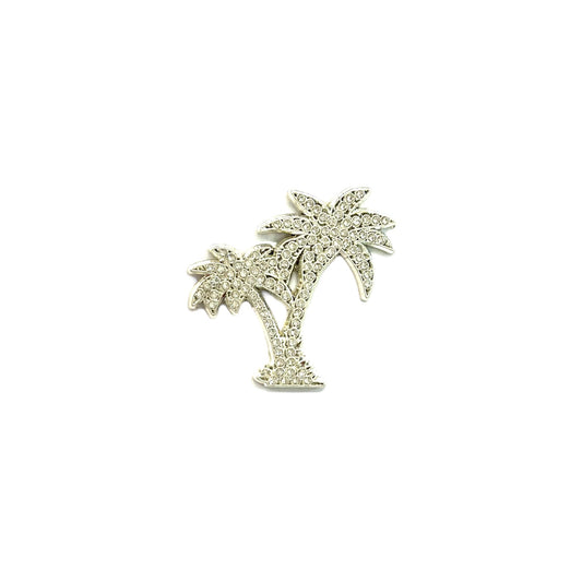 Iced Out Palm Tree Hat Pin - Silver