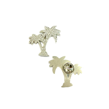 Iced Out Palm Tree Hat Pin - Silver