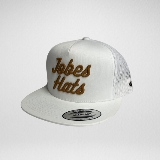 Jobes Hat - Cursive White/Brown