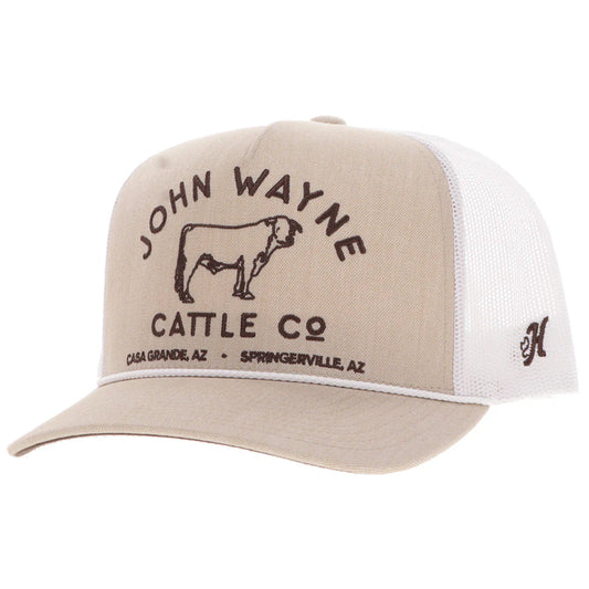 Hooey John Wayne Hat - Tan & White w/Stitching