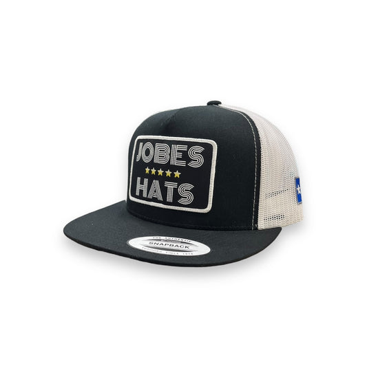 Jobes Hat - Black/White 5-Star White Letter Patch